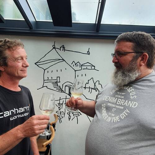 Photo d'Eric et Bertrand pour illustrer les vins du Domaine Bovy à Chexbres.